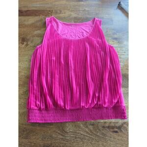 LOFT Outlet Womens Blouse Pink Pleated Tank Top Shirt Sleeveless Size Medium EUC